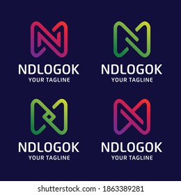 Conjunto de letras de colección N plantilla de diseño de iconos de logotipo