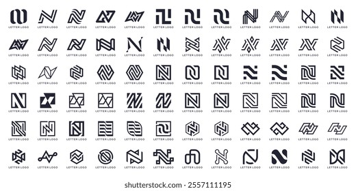 set of collection letter N logo abstract icon graphic concept, set bundle of creative icon vector template