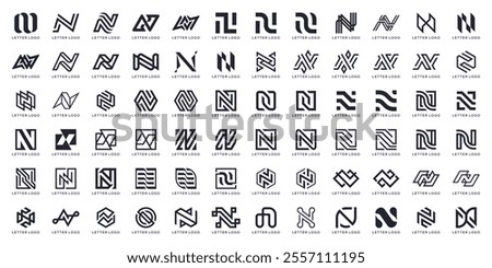set of collection letter N logo abstract icon graphic concept, set bundle of creative icon vector template