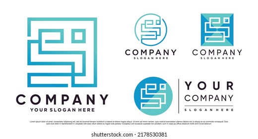 Set collection of letter s logo template for business wuith creative concept Premium Vector