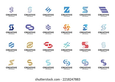 Set of collection letter S logo design templates. Abstract initial letters S symbol logo vector.