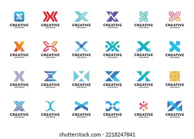 Set of collection letter X logo design templates. Abstract initial letters X symbol logo vector.