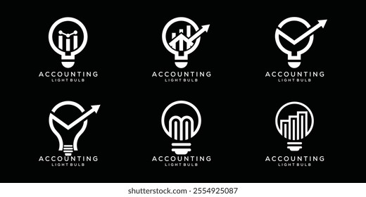 set of collection light bulb, financial accounting logo design graphic icon