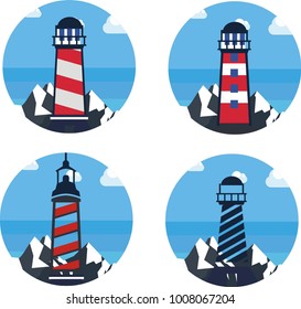 Set collection lighthouse logo