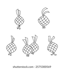 Set Collection of line art ketupat