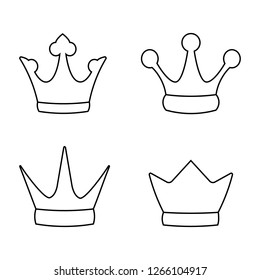 Set collection line icon crown king logo