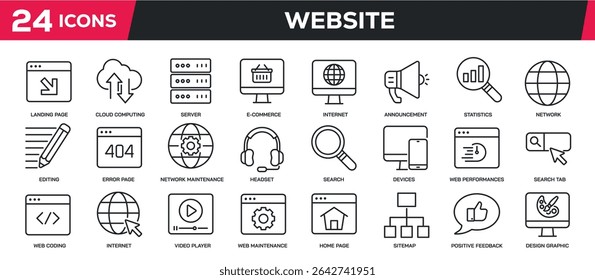 Set of collection line icons related website, interface, online. Perfect pixel on transparent background - Powered by Shutterstock - Get 15% off with code: PIKWIZARD15