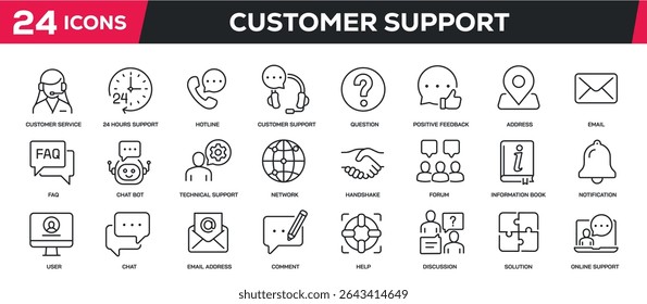 Set of collection line icons related customer support, service, help, communication. Perfect pixel on transparent background - Powered by Shutterstock - Get 15% off with code: PIKWIZARD15