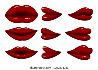 Set of collection lips different