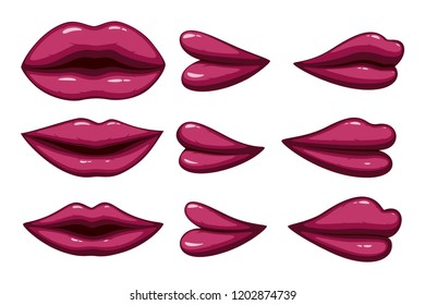 Set of collection lips different