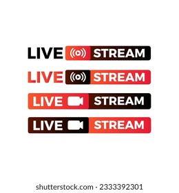 Set collection of live streaming icon set. Buttons of broadcasting, online stream. Video. Vector on isolated white background. EPS 10