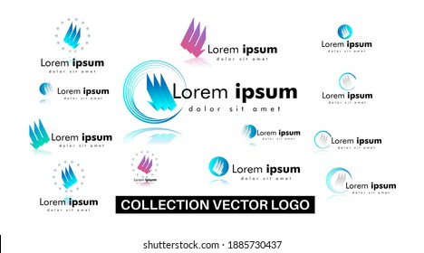 set collection logo design. wing shape symbol or icon for the logo.