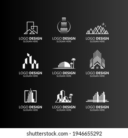 set collection luxury buildings logo design