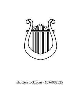 set collection luxury classic lyre mini harp line outline vector icon flat illustration design isolated background