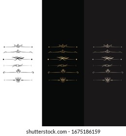 Colección de elementos decorativos de lujo en fondo negro