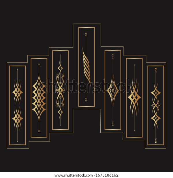 Set Collection of luxury Ornament Elements on
Black Background