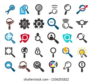 set collection of magnifying logo. research icon. optical symbol. vector eps 08.