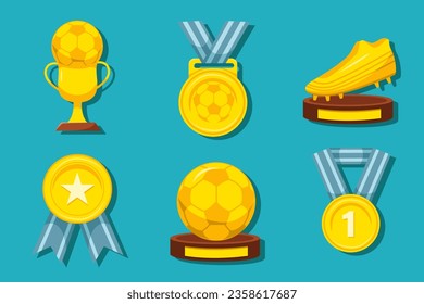 Set Collection of Medal and Trophy Element