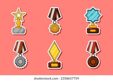 Set Collection of Medal and Trophy Sticker