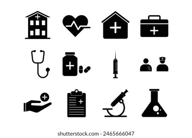 conjunto de Plantilla de diseño de Vector de ícono médico de colección