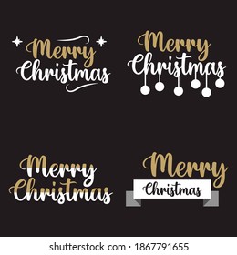 Set, collection Merry Christmas, 2021, simple lettering typographies, gifts or invitational card, invitation, decorated can be used on websites, invitational cards, visit cards, promotions EPS Vector