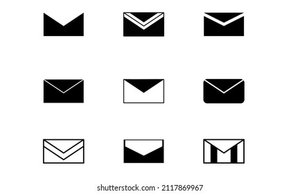 set of collection of message icons, silhouettes and message lines with various vector shapes.