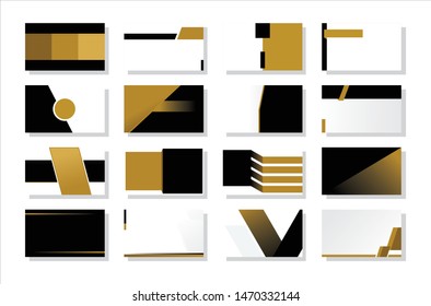 Set Of Collection Modern business card design template. Black, Gold, & White Color. Simple & clean composition design. Flat Design.Vector Illustration.gradation.
Name Card. Banner, brochure.