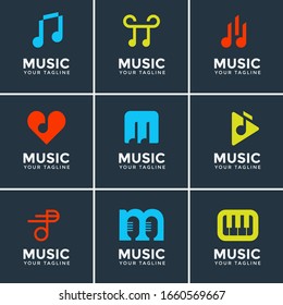 set collection of modern music logo template