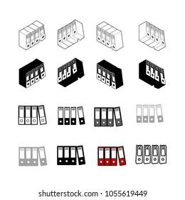 Set of Collection modern vector. Paper File icon multi type of 3d isometric, solid, line, scribble hatch, doodle, shadow isometric and a little colour on white background