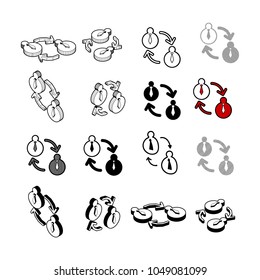 Set of Collection modern vector. People exchange icon multi type of 3d isometric, solid, line, scribble hatch, doodle, shadow isometric and a little colour on white background