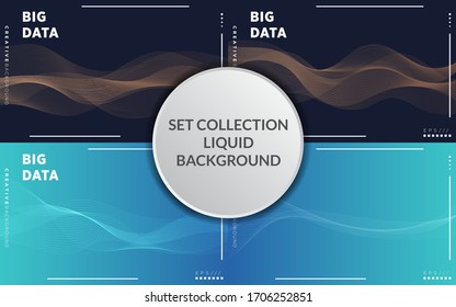 Set Collection Modern  Visualization Tech Poster. Glow Digital Particles. Big Data Concept. White Tech Banner. Particle Motion. Big Data Analysis. Gold Binary Number Background. Dark Tech Abstract.