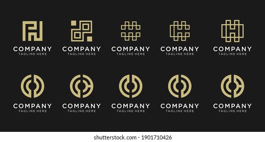 set of collection monogram H logo template.