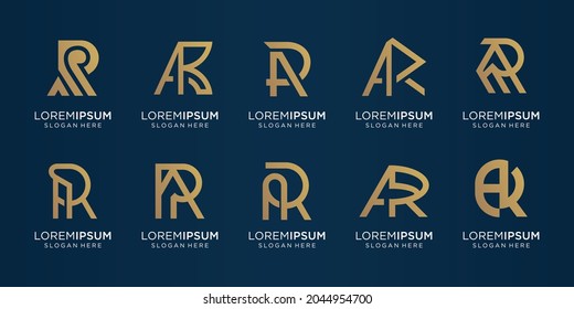 set collection monogram letter a combine letter r design. logo for business of company, technology.