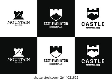 Set Sammlung von Bergburg Logo Design Vorlage Vektorgrafik