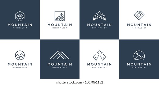 Establecer el diseño del logotipo de montaña simple vector lineal concepto moderno, financiero, contable, empresarial, de viajes y otras empresas