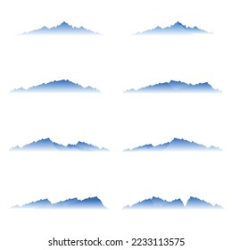 set collection of mountain. vector illustration. blue colors.