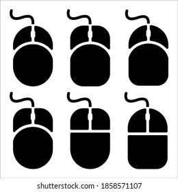 Set of collection mouse cable black color symbol icon