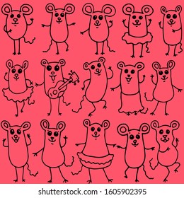 set collection of mouses and rats vector image