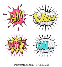 set, collection of multicolored comic sound effects