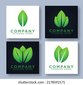Set collection of nature, eco leaf logo design vector illustration