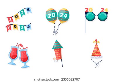 Set Collection of New Year Party Element