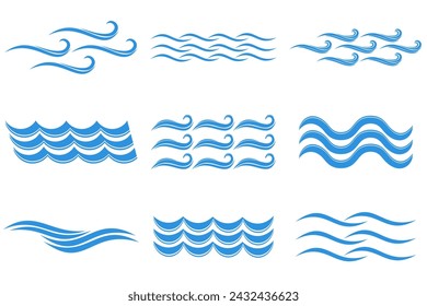 set collection ocean logo with waves template logo vector