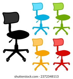Set collection office chair colorful icon symbol. hiring and interview company design template vector illustration