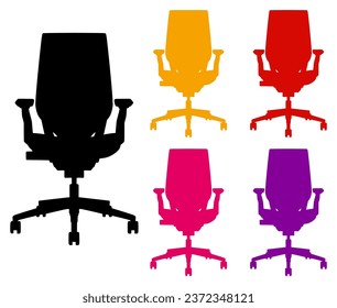 Set collection office chair colorful icon symbol. hiring and interview company design template vector illustration