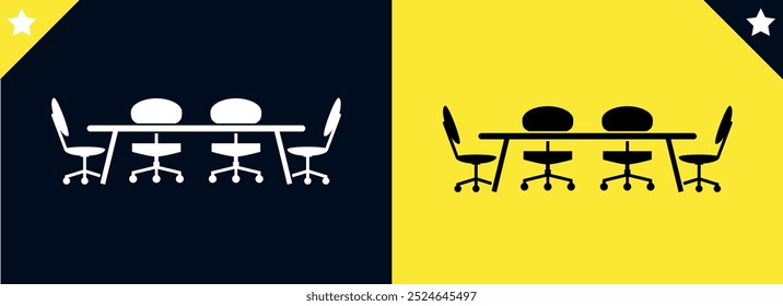 Set collection office chair silhouette icon symbol. Desk chair vector illustration