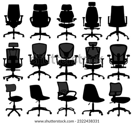 Set collection office chair silhouette icon symbol. Desk chair vector illustration