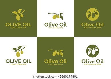 Conjunto de colección de aceite de oliva logo diseño Plantilla idea de Ilustración vectorial