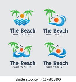set collection outstanding modern beach logo design template