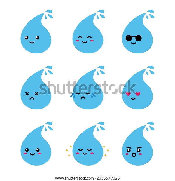 Set Collection Pack Drops Emoji Vector Stock Vector (Royalty Free