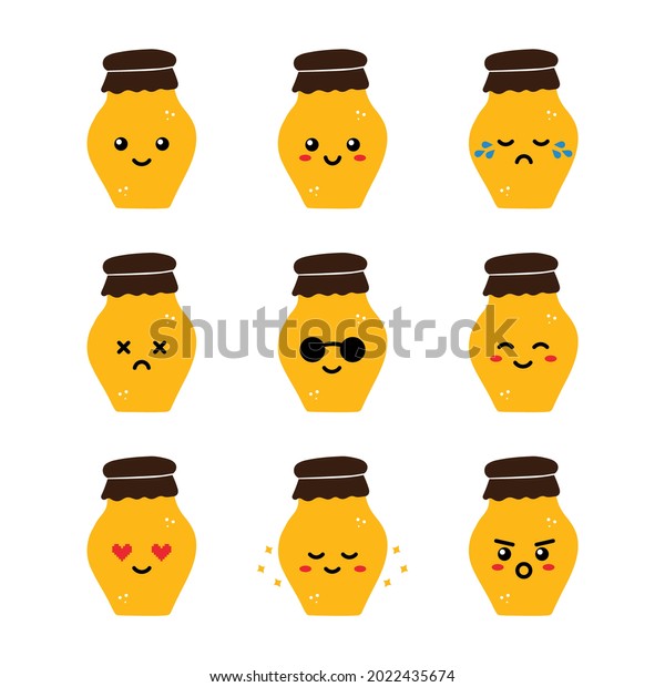 Set Collection Pack Honey Jar Emoji Stock Vector (Royalty Free